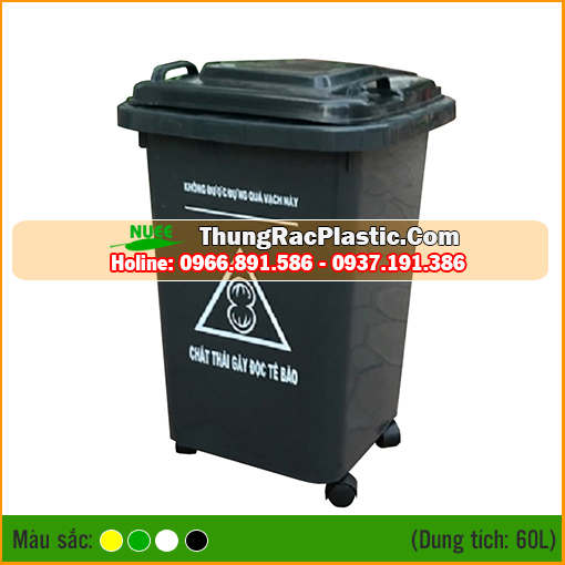 Thùng rác y tế 60 lít có bánh xe