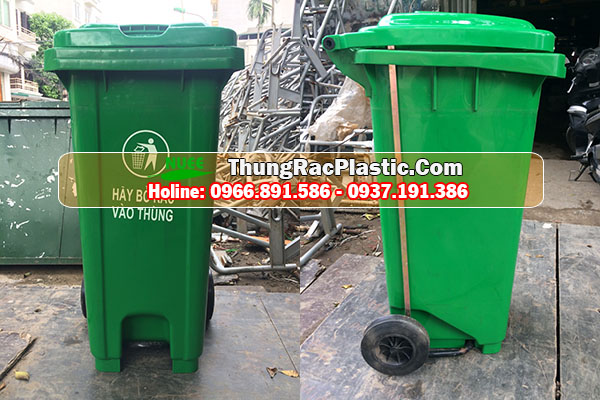 Thùng rác nhựa HDPE 120 lít đạp chân