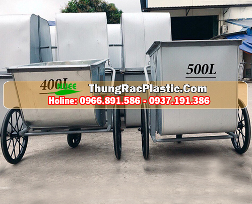 Xe thu gom rác 400 lít đẩy tay