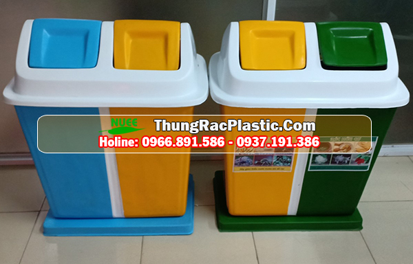 Thùng rác 2 ngăn 60 lít x 2